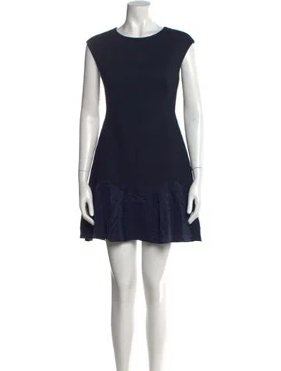Pre-owned Rebecca Taylor Crew Neck Mini Dress In Black
