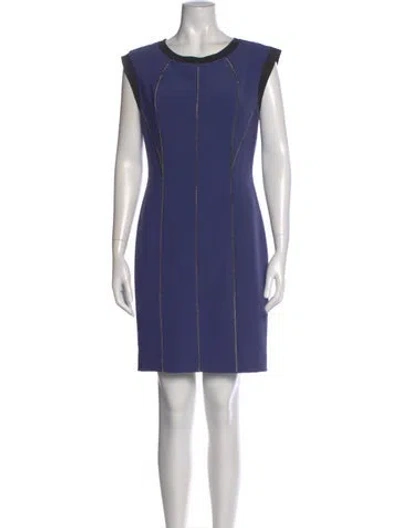 Pre-owned Rebecca Taylor Crew Neck Mini Dress In Blue