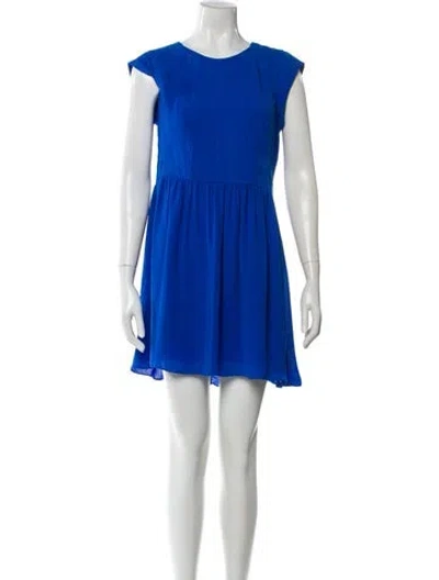 Pre-owned Rebecca Taylor Crew Neck Mini Dress In Blue