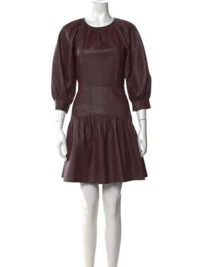 Pre-owned Rebecca Taylor Crew Neck Mini Dress In Brown