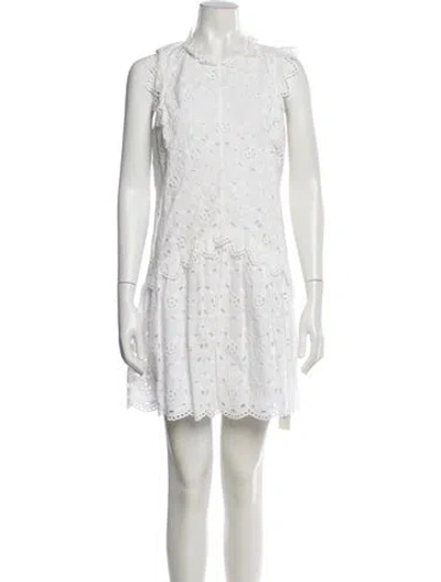 Pre-owned Rebecca Taylor Crew Neck Mini Dress In White