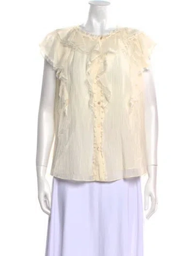 Pre-owned Rebecca Taylor Crew Neck Short Sleeve Blouse In Neutral