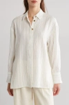 REBECCA TAYLOR CRINKLE STRIPE BUTTON-UP SHIRT