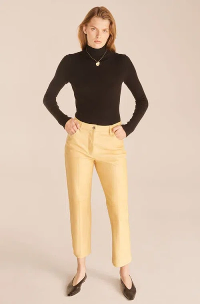 Rebecca Taylor Crop Leather Pant In Palomino