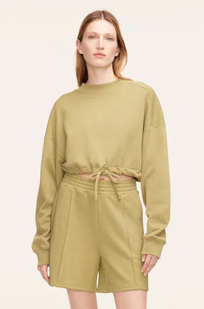 Rebecca Taylor Cropped Terry Sweatshirt With Drawcord In Manzanilla