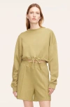 Rebecca Taylor Cropped Terry Sweatshirt With Drawcord In Manzanilla