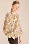 Rebecca Taylor Daphne Fleur Blouse In Gray