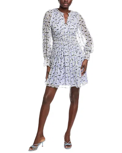 Rebecca Taylor Deco Silk Mini Dress In Blue