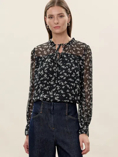 Rebecca Taylor Ditsy Floral Blouse In Black