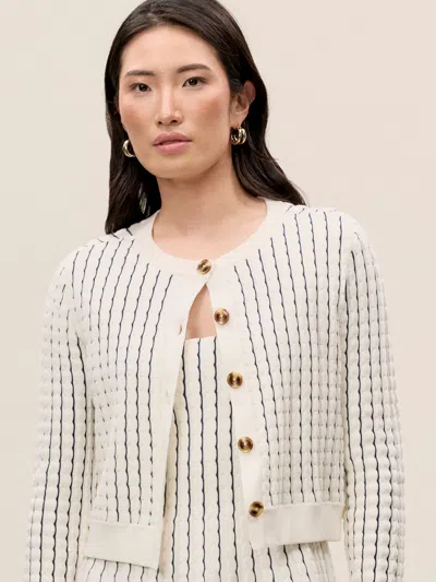 Rebecca Taylor Dorothy Knit Cardigan In Ivory