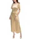 Rebecca Taylor Double Face Charmeuse Silk Maxi Dress In Gold