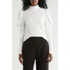 Rebecca Taylor Drape Mock Neck Top In White