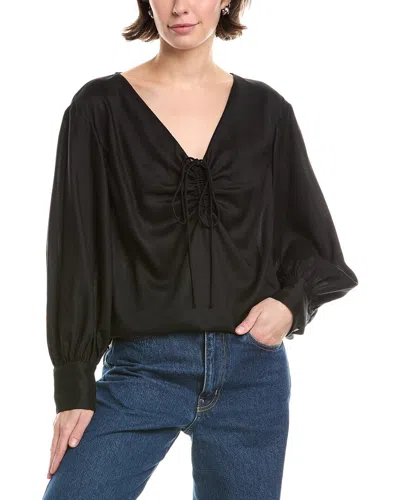 Rebecca Taylor Drawstring Blouse In Black