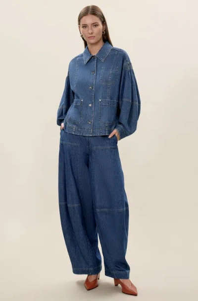 Rebecca Taylor Edith Shirt Jacket In Blue