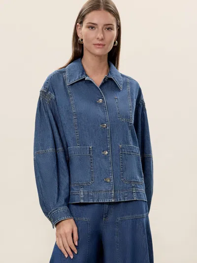 Rebecca Taylor Edith Shirt Jacket In Blue