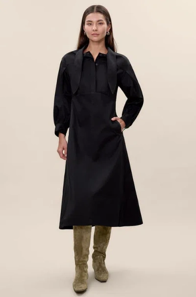 Rebecca Taylor Elspeth Twill Dress In Black
