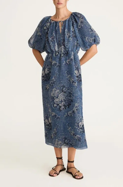 Rebecca Taylor Emblem Fleur Bubble Pencil Dress In Dusk Combo