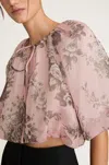 Rebecca Taylor Emblem Fleur Bubble Print Top In Pink