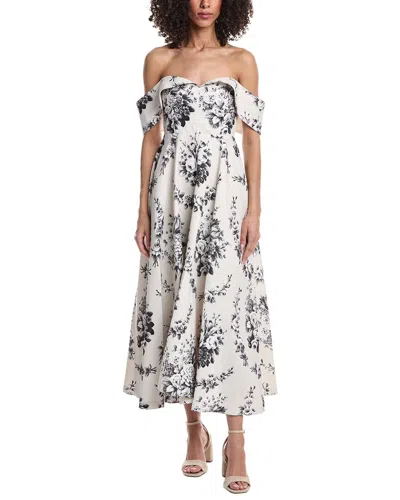 Rebecca Taylor Emblem Fleur Print On Poly Faille A-line Dress In Multi