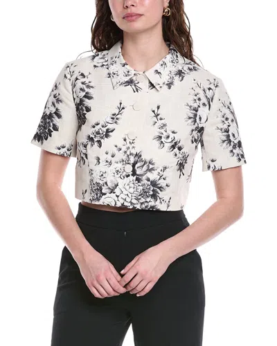 Rebecca Taylor Emblem Fleur Print Top In Neutral