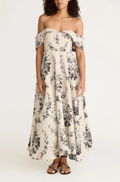 Rebecca Taylor Emblem Fleur Structured Bodice Dress In Ivory Combo