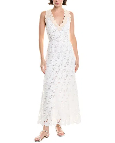 Rebecca Taylor Embroidered Lace Midi Dress In White