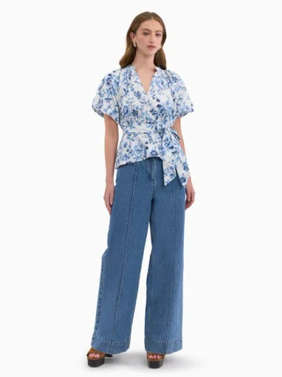 Rebecca Taylor Emelia Printed Blouse In Blue