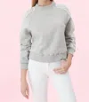 Rebecca Taylor Eyelet Crewneck Fleece Pullover In Grey In Grey