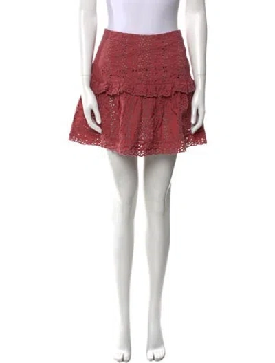 Pre-owned Rebecca Taylor Eyelet Trim Mini Skirt In Pink