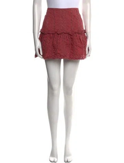 Pre-owned Rebecca Taylor Eyelet Trim Mini Skirt In Pink