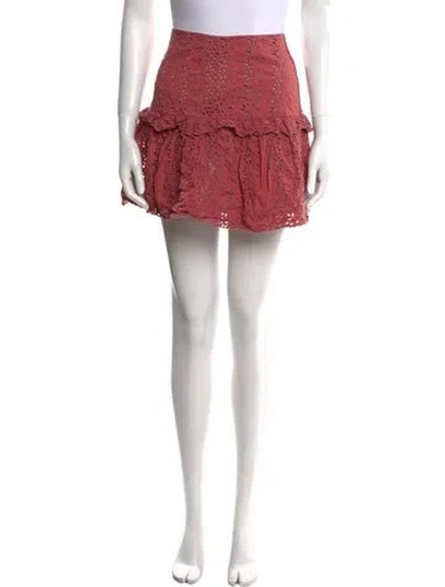 Pre-owned Rebecca Taylor Eyelet Trim Mini Skirt In Red