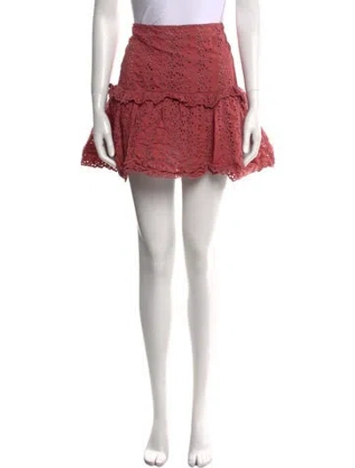 Pre-owned Rebecca Taylor Eyelet Trim Mini Skirt In Red