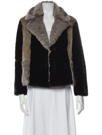 Pre-owned Rebecca Taylor Faux Fur Faux Fur Jacket In Black