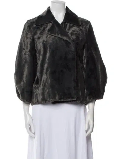 Pre-owned Rebecca Taylor Faux Fur Faux Fur Jacket In Gray
