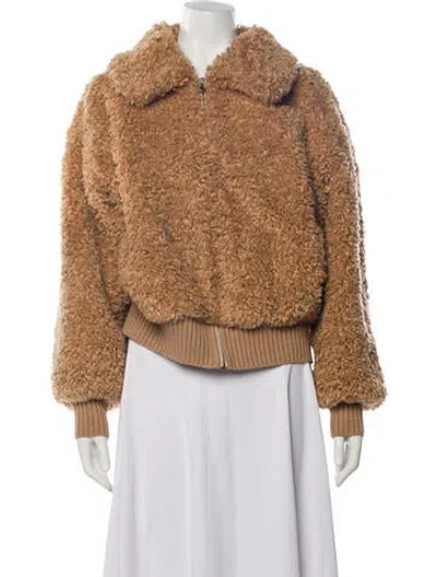 Pre-owned Rebecca Taylor Faux Fur Jacket In Brown