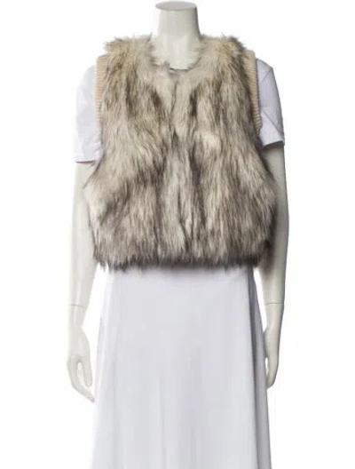 Pre-owned Rebecca Taylor Faux Fur Printed Vest In Neutral