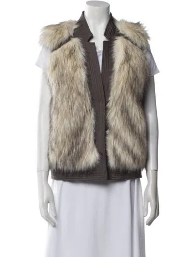 Pre-owned Rebecca Taylor Faux Fur Vest In Neutral