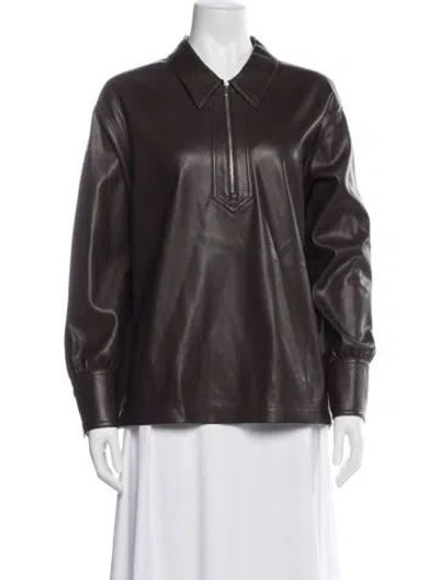 Pre-owned Rebecca Taylor Faux Leather Jacket In Brown