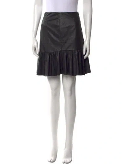 Pre-owned Rebecca Taylor Faux Leather Mini Skirt In Black
