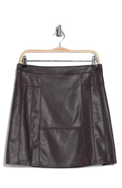 Rebecca Taylor Faux Leather Miniskirt In Walnut