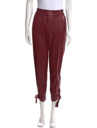 Pre-owned Rebecca Taylor Faux Leather Skinny Leg Pants In Burgundy