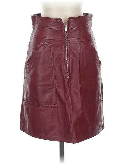 Pre-owned Rebecca Taylor Faux Leather Skirt In Burgundy