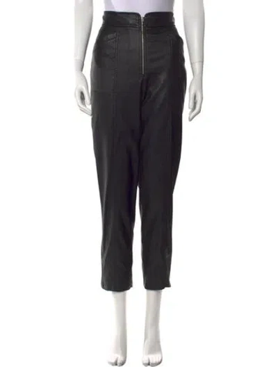 Pre-owned Rebecca Taylor Faux Leather Straight Leg Pants In Black