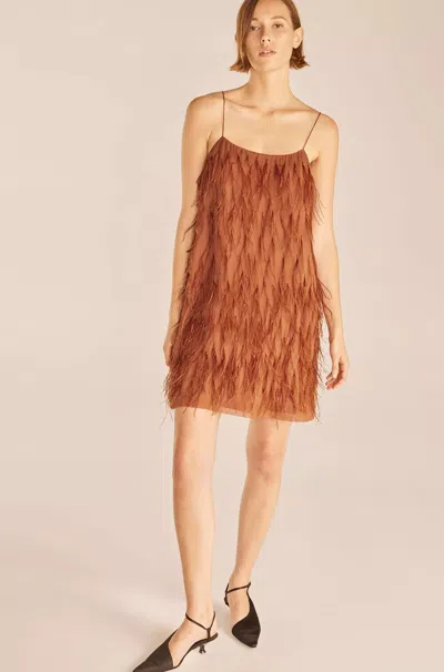Rebecca Taylor Feather Dress In Brown