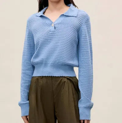REBECCA TAYLOR FERN LONG SLEEVE KNIT SWEATER IN CAMEO BLUE