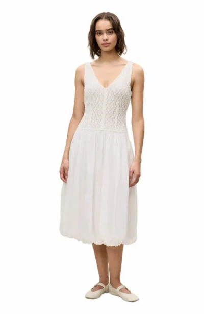 Rebecca Taylor Fiona Mixed Media Dress In White