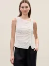 Rebecca Taylor Fiona Stretch Lace Top In White