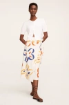 Rebecca Taylor Flame Fleur Whisper Skirt In Flame Fleur Tapioca Combo