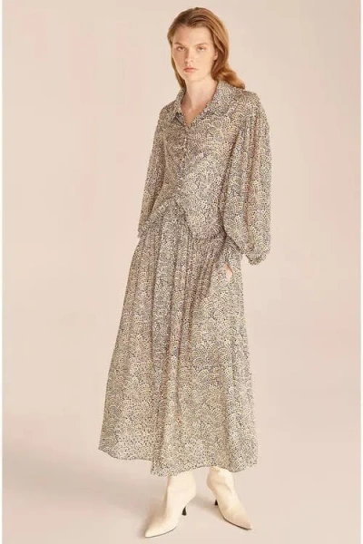 Rebecca Taylor Fleur Ruffle Dress In Speckled Fleur Olive Combo
