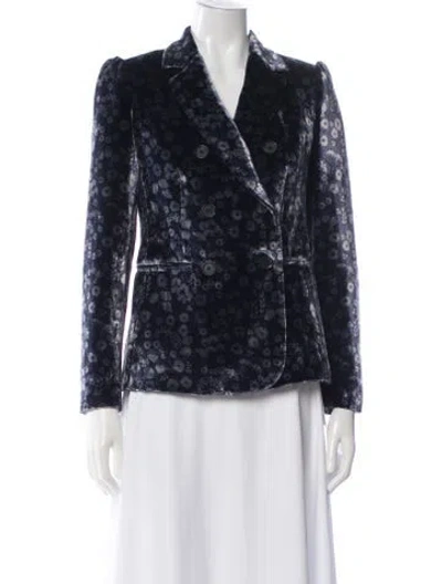 Pre-owned Rebecca Taylor Floral Print Evening Jacket In Blue